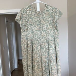 Floral Green and Cream Dress